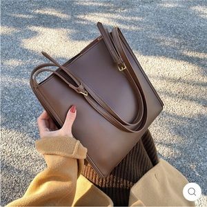 Olives brown vegan leather tote bag